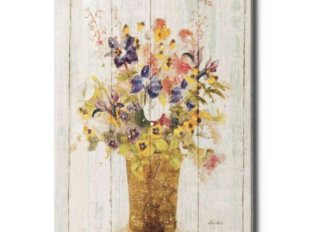 Wild Flowers in Vase II on Barn Board  by Cheri Blum, Canvas Wall Art Discount