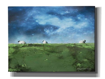 Distant Hillside Sheep by Night  by Bluebird Barn, Canvas Wall Art Online Sale