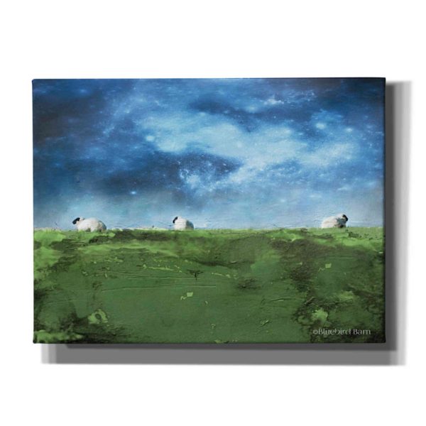 Distant Hillside Sheep by Night  by Bluebird Barn, Canvas Wall Art Online Sale