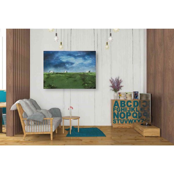 Distant Hillside Sheep by Night  by Bluebird Barn, Canvas Wall Art Online Sale