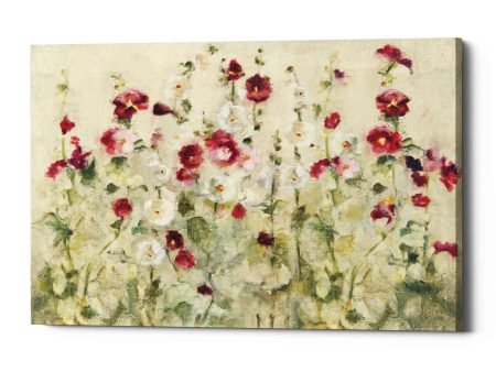 Hollyhocks Row Cool  by Cheri Blum, Canvas Wall Art Cheap